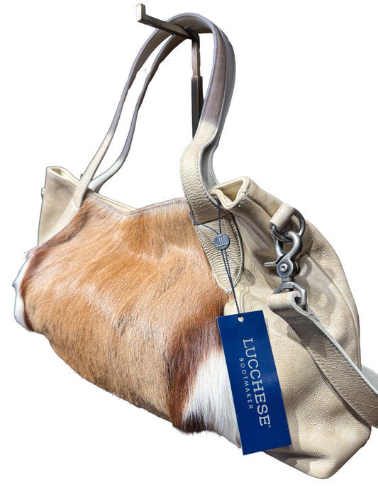 Lucchese Antelope Fur & Marble Accent Ivory Leather East/West Tote