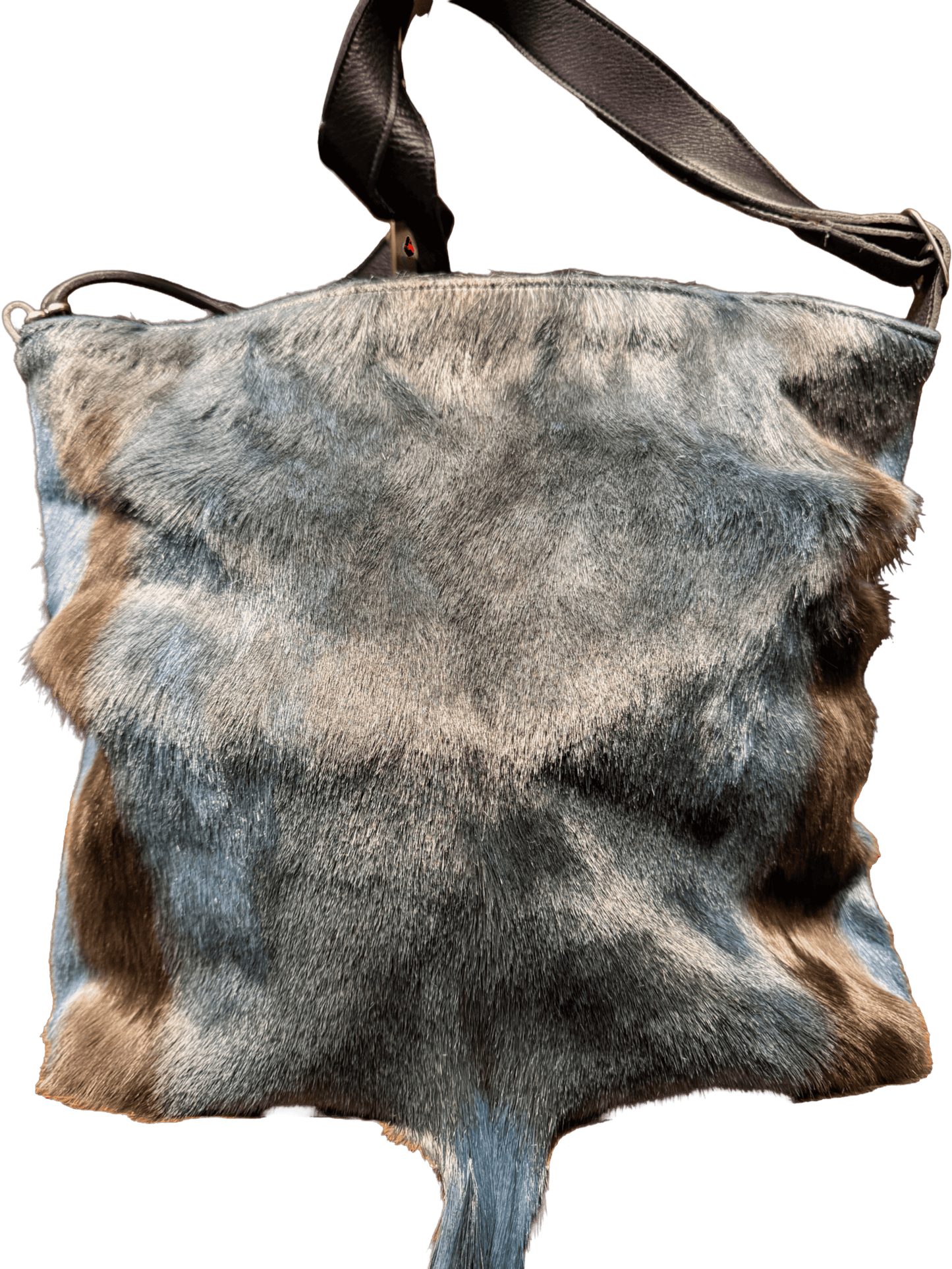 Lucchese Medium Navy Leather & Antelope Fur Designer Handbag