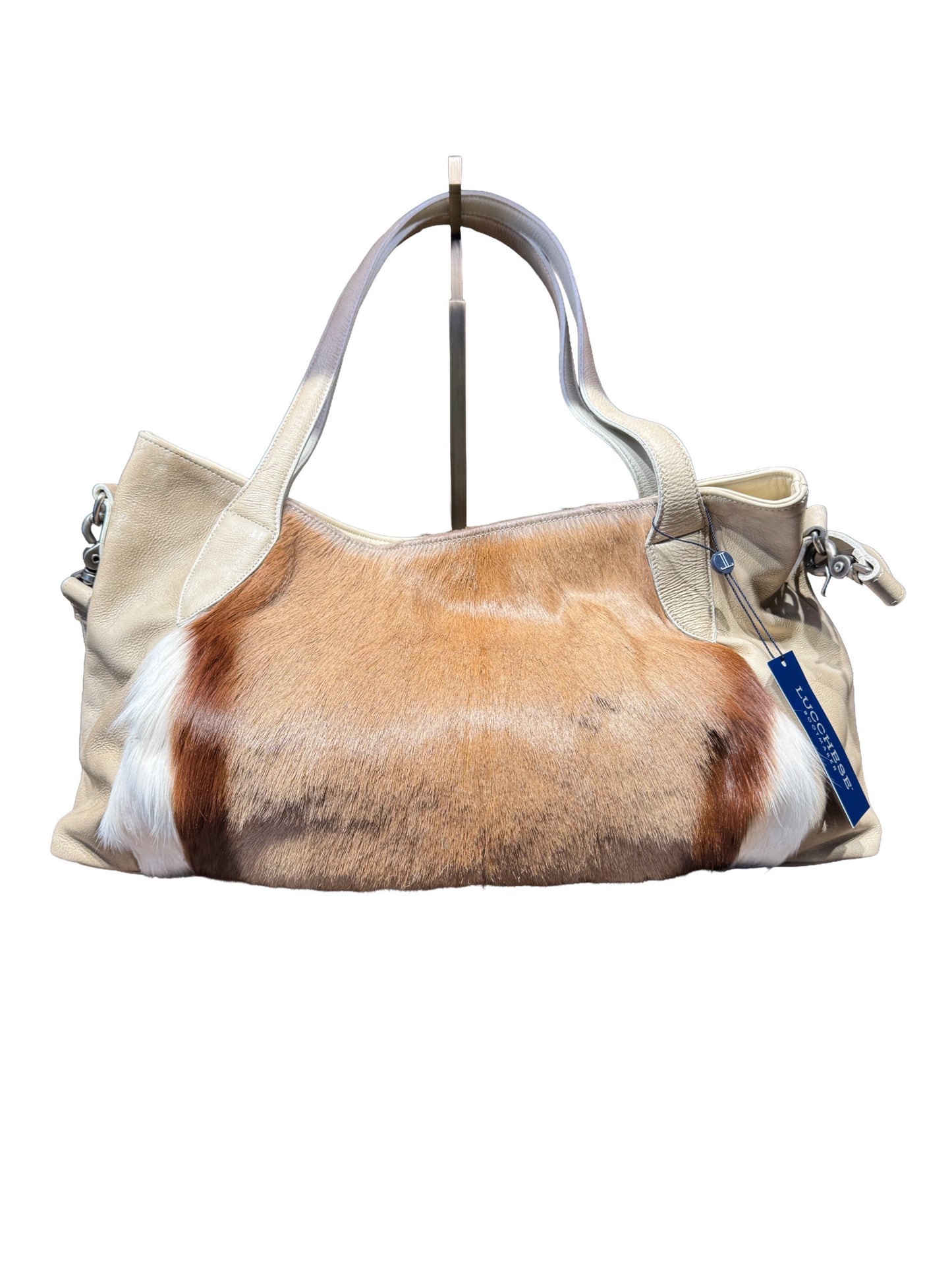 Lucchese Antelope Fur & Marble Accent Ivory Leather East/West Tote